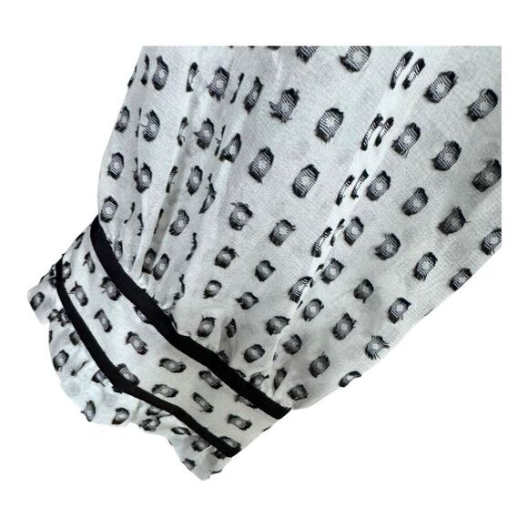 J. Crew  Semi-Sheer Swiss Dot Novelty Artist Top Keyhole Ruffle Trim Blouse size - Picture 5 of 7